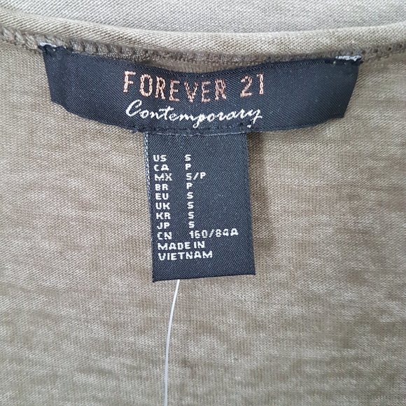 Forever 21 Olive Knit Top Short Sleeve Top - S - Picture 3 of 4